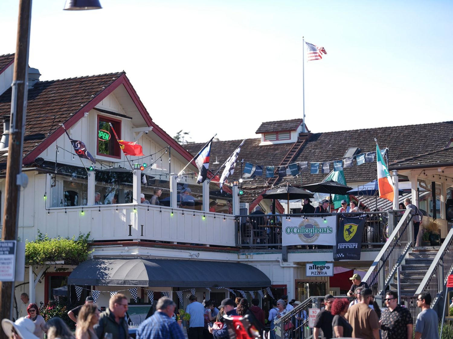 O'Callaghan's Irish Pub exterior patio at The Barnyard Carmel during Ferrari Rally event